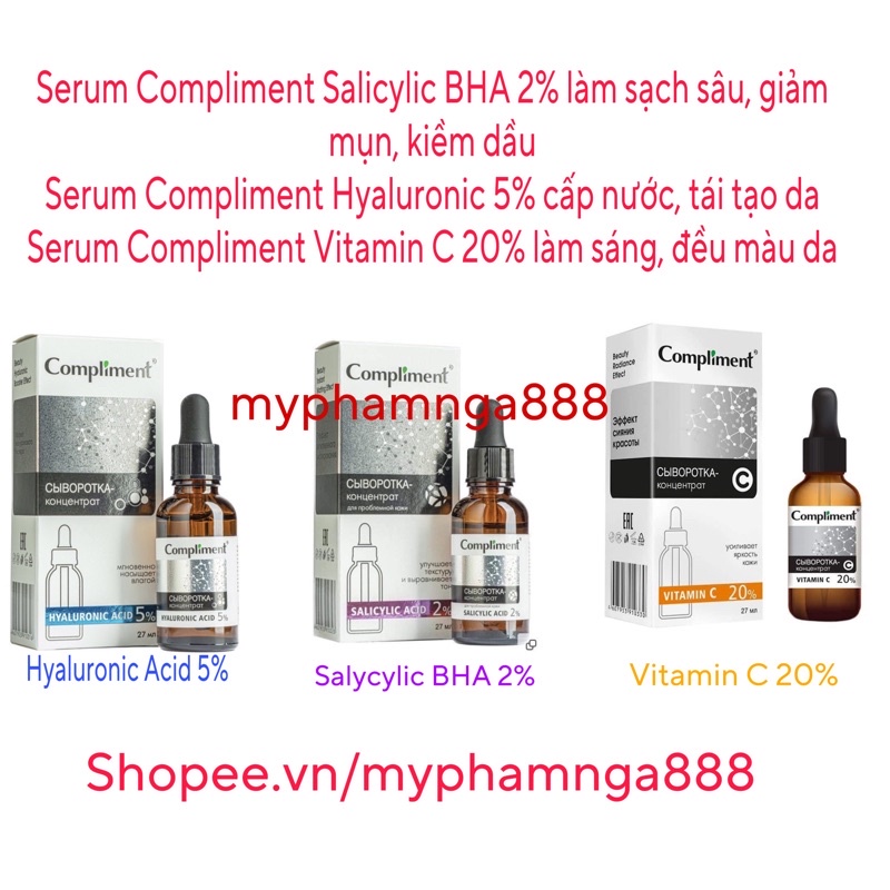 Serum Compliment Salycylic Acid 2%, Hyaluronic Acid 5% , Vitamin C 20%