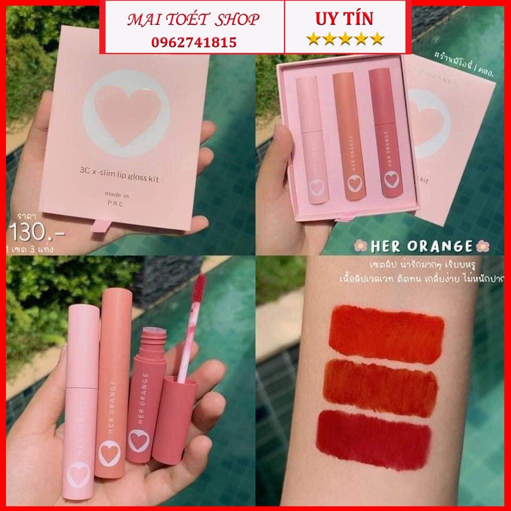 [New]Set son her orange 3C slimHàng mới về, Son nội địa trung