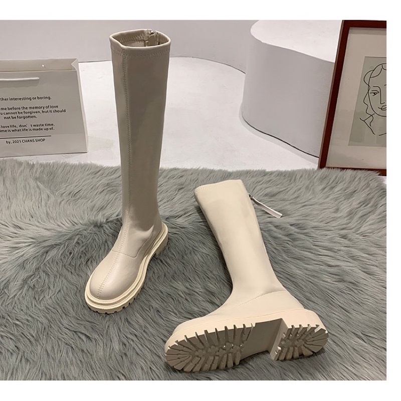 Bốt Cao Cổ Nữ 🖤Tiệm Vải Xinh Clothes🤍 Giày Bốt Kéo Khoá Đế Cao 4.5cm | BigBuy360 - bigbuy360.vn