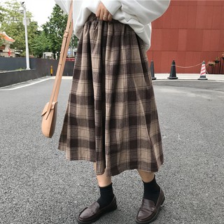(Order) Chân Váy caro dài xòe quãng châu P160