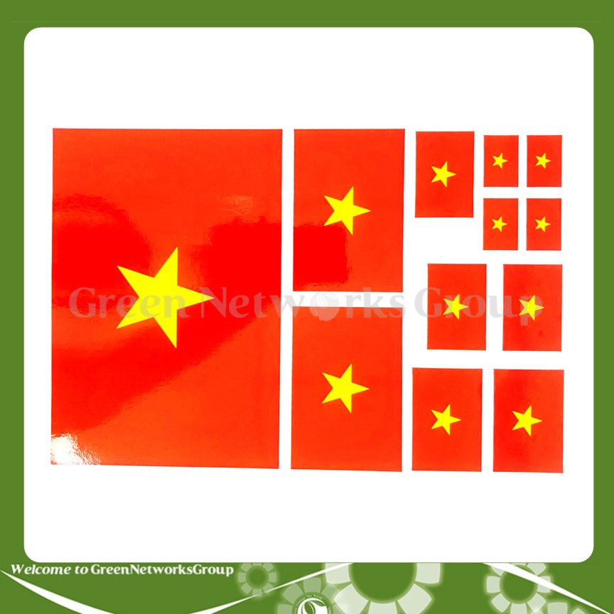 Tem dán decal in hinh cờ Việt Nam trang trí Greennetworks