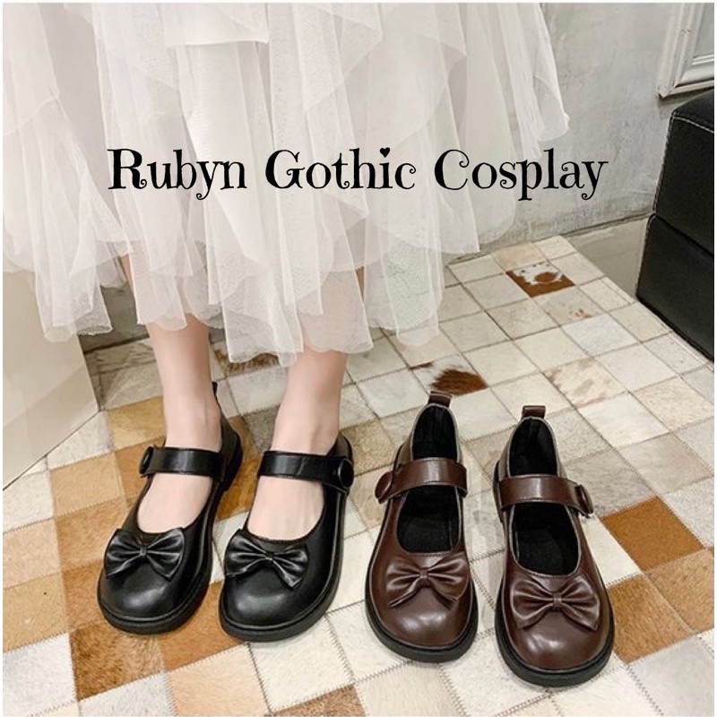 [CÓ SẴN]  Giày Búp Bê Lolita Đính Nơ Xinh Xắn ( Size 35 - 40 ) Màu Nâu và Đen