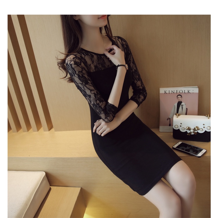 Đầm váy nữ công sở ôm body phối ren D64