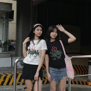 Áo thun Baby Tee nữ Youth Flower ngắn tay cổ tròn dáng vừa form rộng 250gsm Local Brand | Youth Power