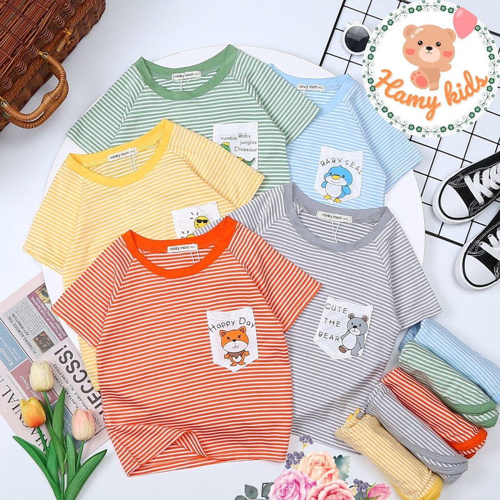 Đồ Bộ Minky Mom Chính Hãng Bé Trai Bé Gái Thun Lạnh Sọc Dệt Visco Tay Ngắn Quần Cộc Bé Từ 0-5 Tuổi Dưới 20kg - Hamykids
