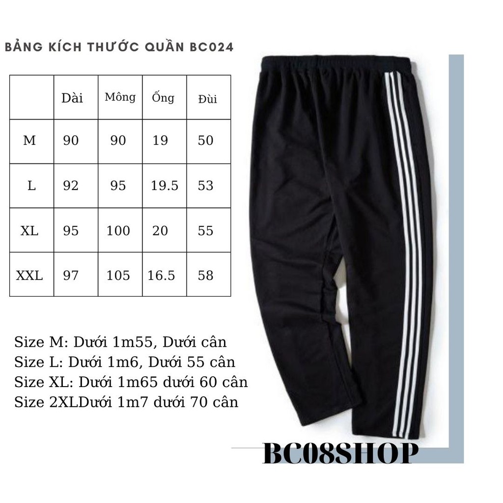 Quần 3 SỌC SUÔNG Unisex màu đen (BC024)