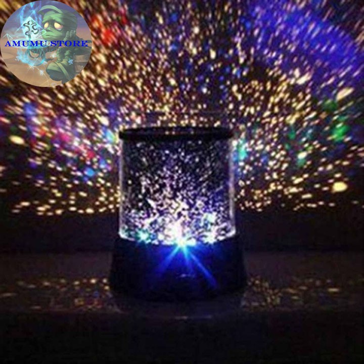 Đèn ngủ chiếu sao 4 bóng LED hình trụ chiếu sáng hình trời sao