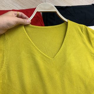 Áo len cổ tim lông thỏ