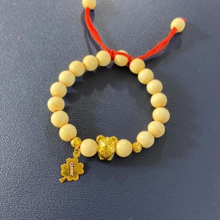 Vòng dâu tằm mix charm chuột vàng 10kara cho bé