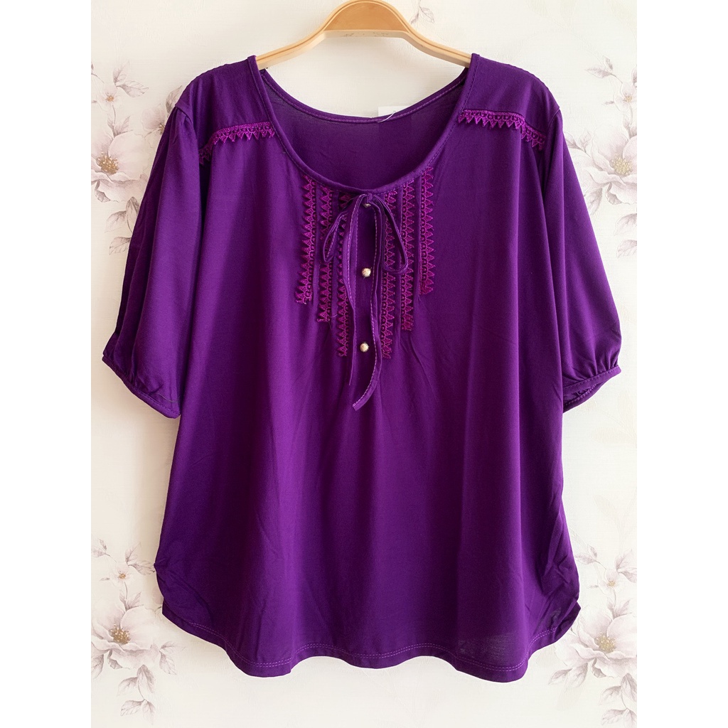 Áo trung niên kiểu ren thắt nơ đính hạt - TL25