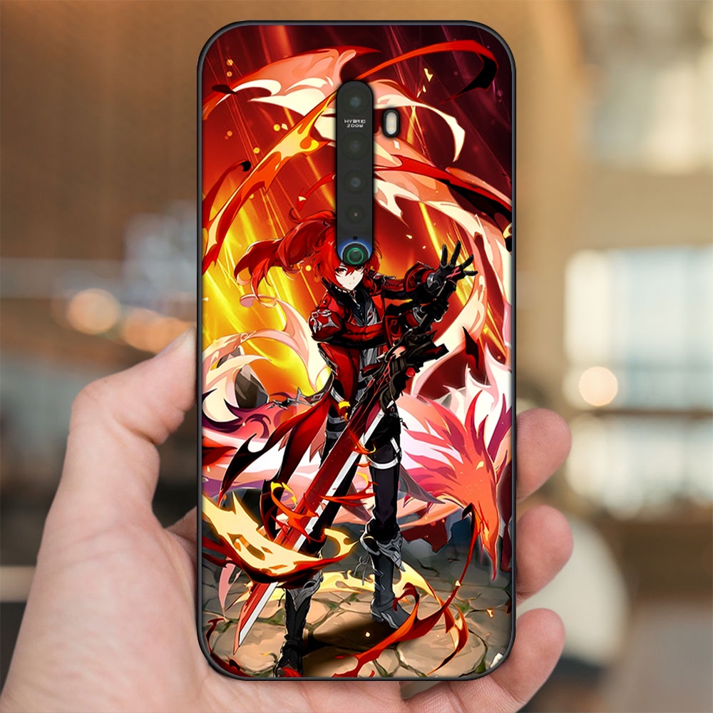 Ốp lưng Oppo Reno 2 viền đen in hình Diluc Genshin Impact