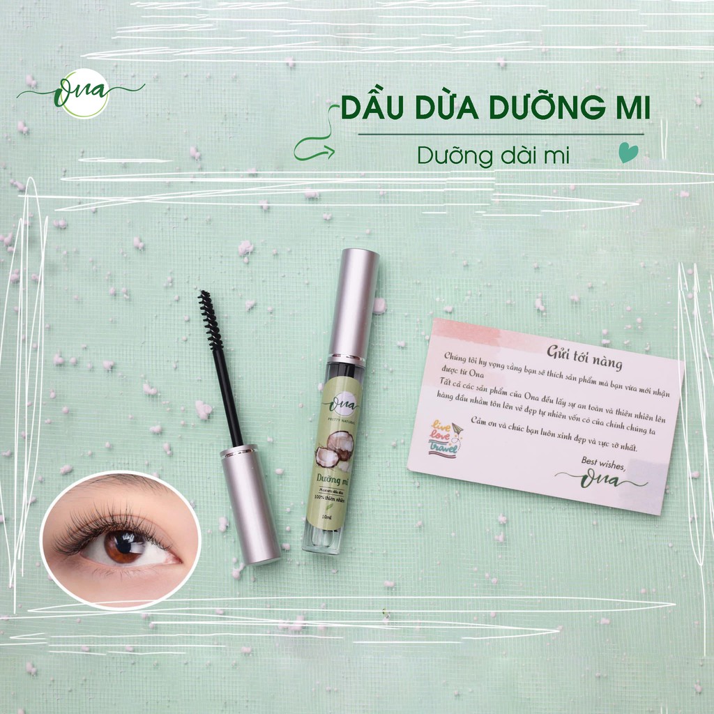 Dưỡng dài mi dầu dừa ONa giúp mi dài, dày và chống gãy rụng