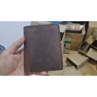 Ví đứng nam da sáp, da bò thật 100% handmade