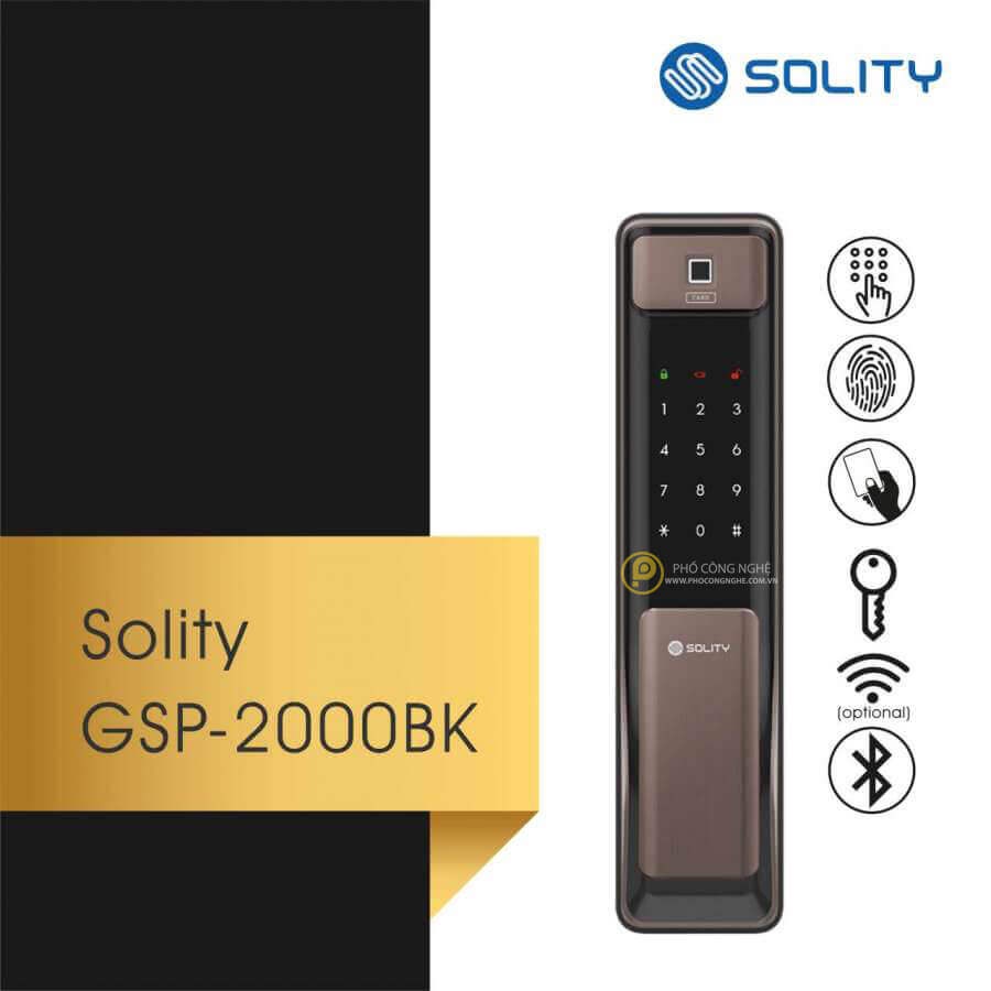 Khóa cửa vân tay điện tử SOLITY GSP-2000BK, kết nối Smartphone