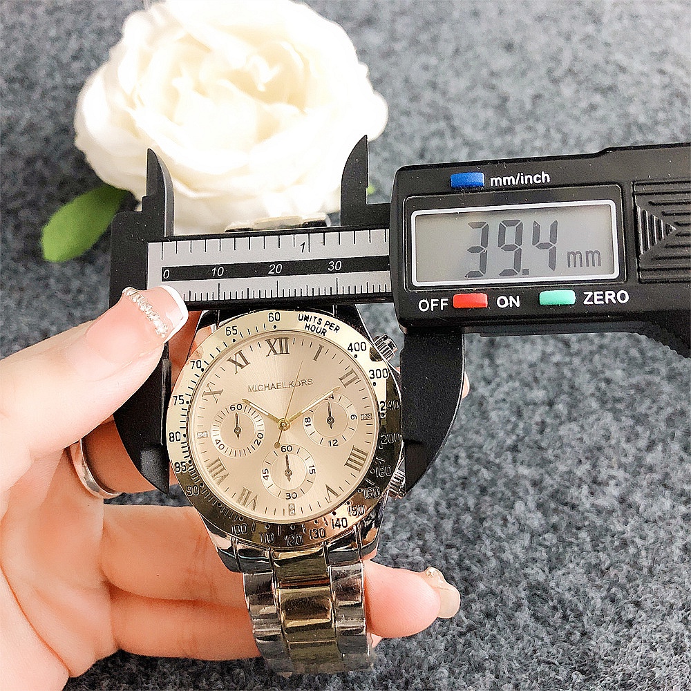 Đồng hồ ba mặt thông thường bằng thép không gỉ MK dành cho nữ Jam Tangan Perempuan