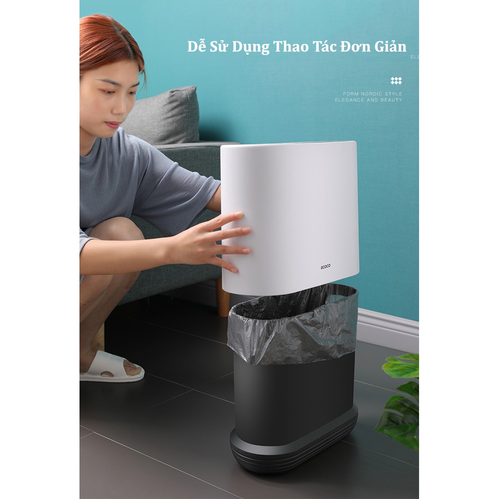 THÙNG ĐỰNG RÁC ECOCO THÔNG MINH ẤN NẮP ĐẬY DUNG TÍCH 10L | BigBuy360 - bigbuy360.vn