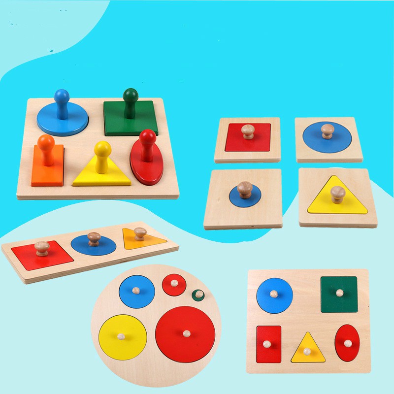 Ghép hình đồ chơi gỗ,hình học cơ bản giáo cụ Montessori