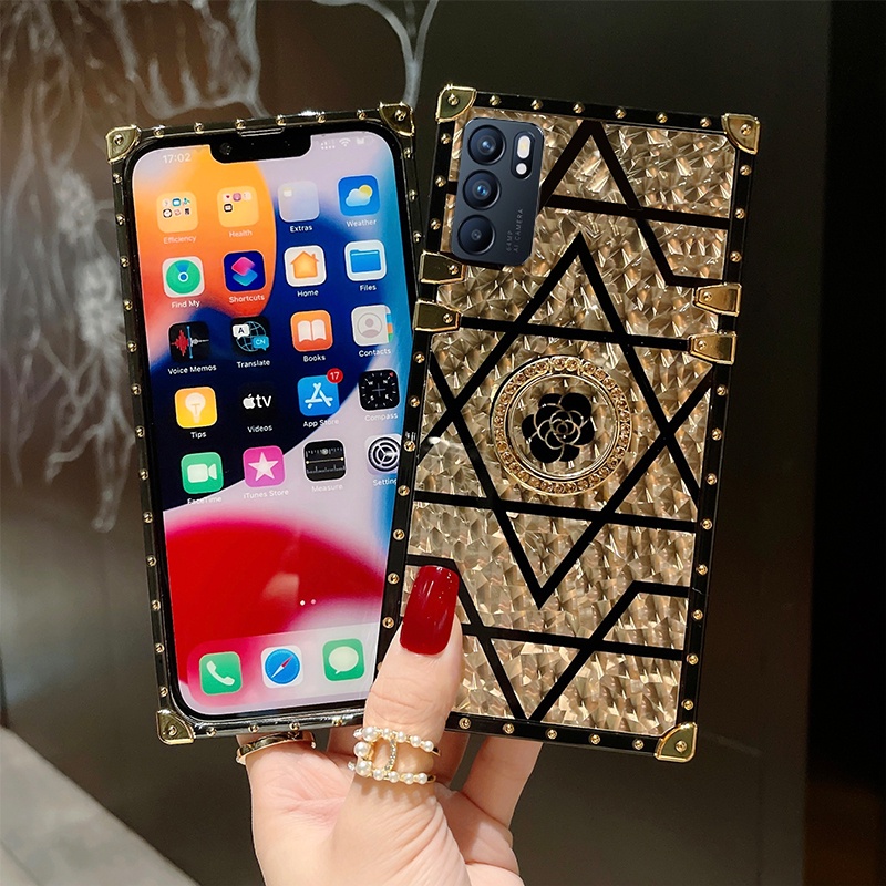 Ốp Điện Thoại Hình Hoa Gắn Nhẫn Đỡ Cho OPPO Reno 6 Pro 6pro+ Reno 6Z Reno 5 Pro