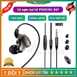 Tai nghe dây trong suốt thiết kế tinh xảo POLVCDG D6T - Âm thanh tuyệt đỉnh - Mic đàm thoại siêu nhạy -dc3979