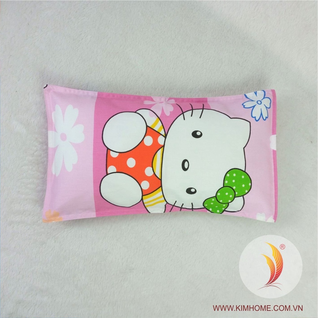 Gối em bé sơ sinh đến 1 tuổi, Gối trẻ em ruột gòn tuyết siêu mềm vỏ cotton Hàn Quốc 22x40 Kimhome.