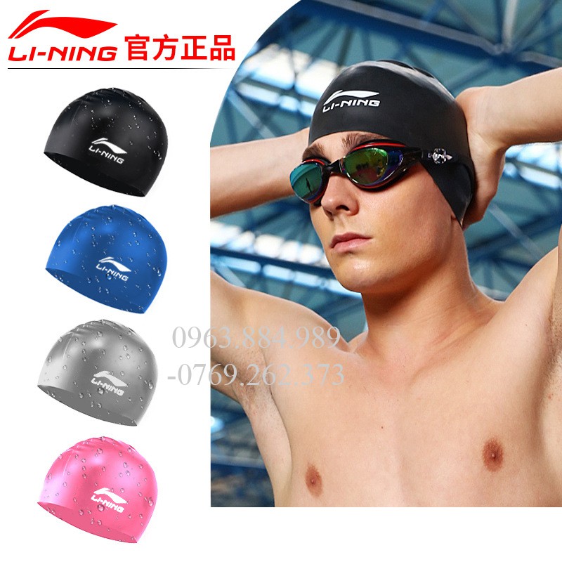 Chính hãng - Mũ bơi M.02 chất liệu cao su cao cấp thương hiệu thời trang thể thao nổi tiếng Li-Ning
