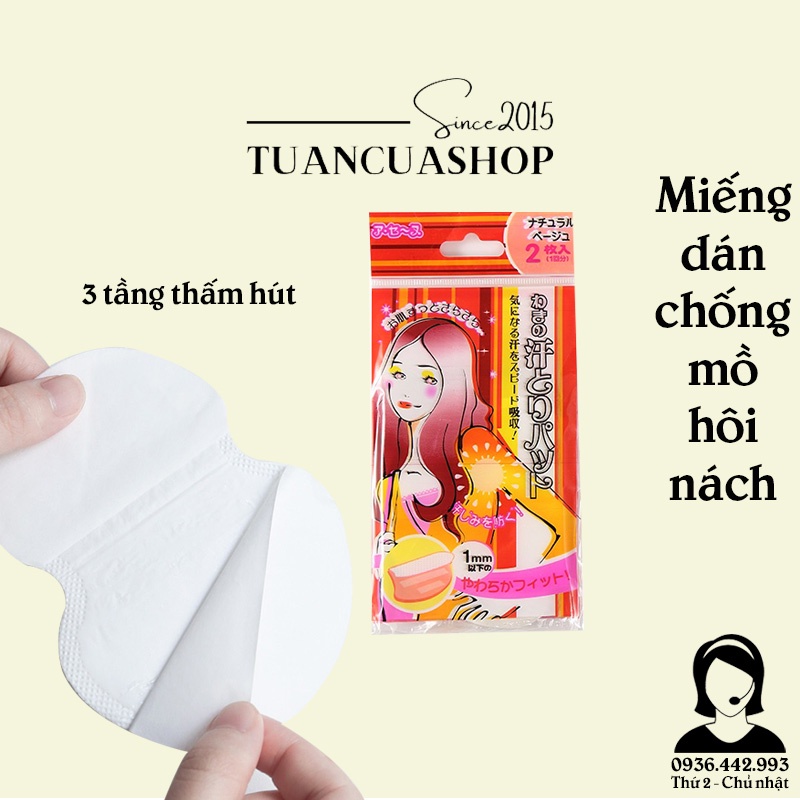 Set 2 miếng  thấm mồ hôi nách ngăn mùi cơ thể dùng 1 lần tiện lợi - Miếng thấm nách khử mùi diệt khuẩn (MDN02)