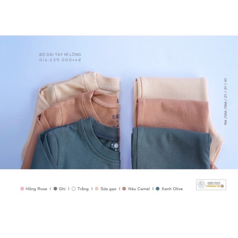 Bộ nỉ HRNEE chất liệu nỉ lông ấm áp từ 6 tháng đến 4 tuổi - Bộ nỉ HRNEE cho bé