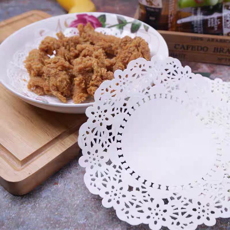 Giấy Thấm Dầu Thực Phẩm Đồ Ăn Chiên Rán 140 Tờ Giấy Thấm Dầu Ăn Lót Nồi Chiên Không Dầu Viền Hoa Đục Lỗ Đa Năng Tiện Lợi