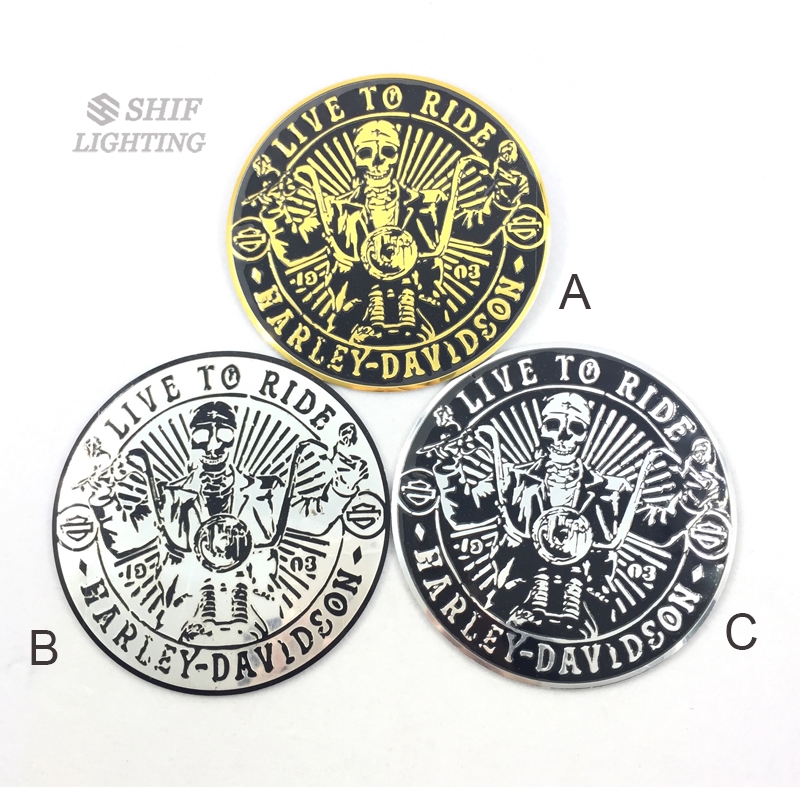 Hình dán nổi logo Harley Davidson bằng nhôm hình đầu lâu