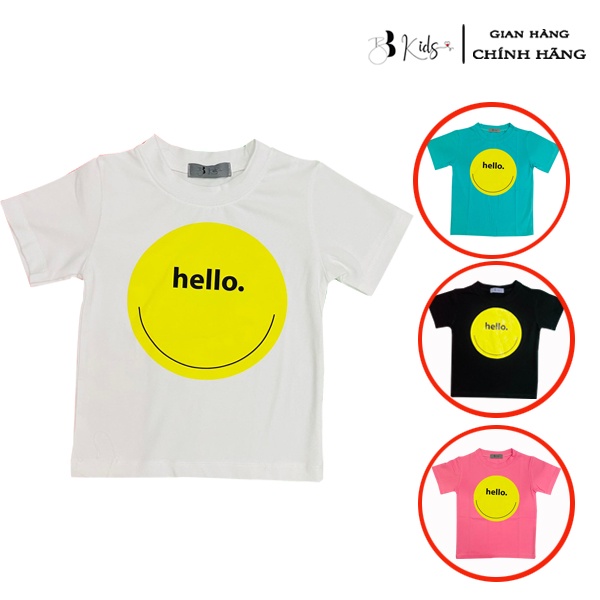 Áo Thun Ngắn Tay Cho Bé BB Kids In Hình Mặt Cười Hello Chất Liệu Cotton 100% Co Giãn 4 Chiều