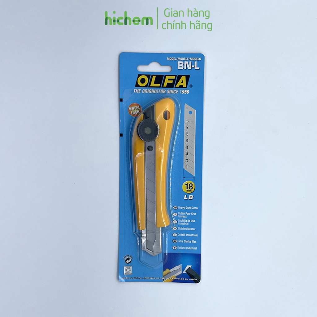 Dao Rọc Hạng Nặng OLFA BN-L Lưỡi Dao 18mm, Khóa Cóc An Toàn Cắt, Rọc Vật Liệu Cứng, Dày