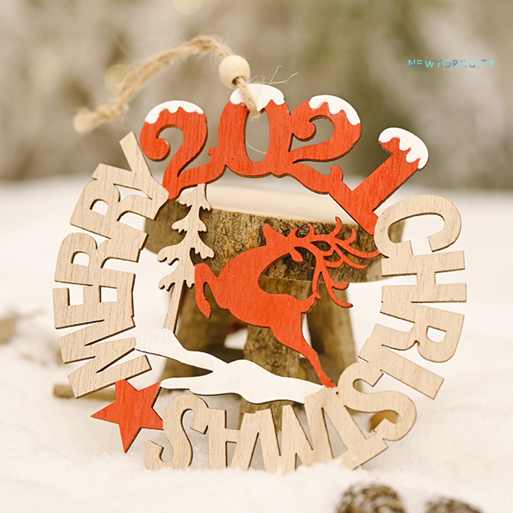 Phụ Kiện Treo Trang Trí Giáng Sinh Năm Mới 2021 Bằng Gỗ