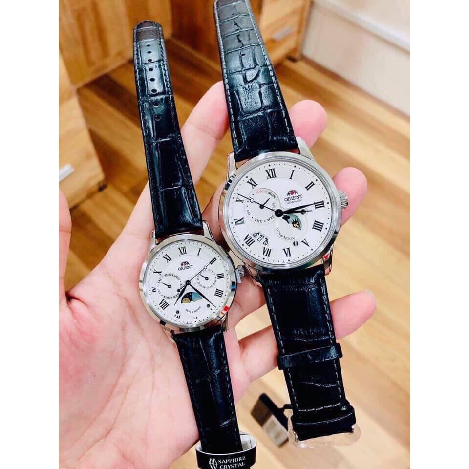 Đồng hồ đôi Orient Sun & Moon Nam SAK00002S0 Gen 3 & Nữ RA-KA0006S10B - Máy Cơ - Kính Sapphire