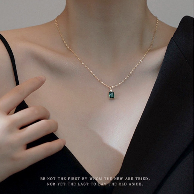 Vòng cổ Đính Đá Zircon Xanh Lá Thời Trang Mới 2022 Phong Cách Vintage Quyến Rũ Cho Nữ