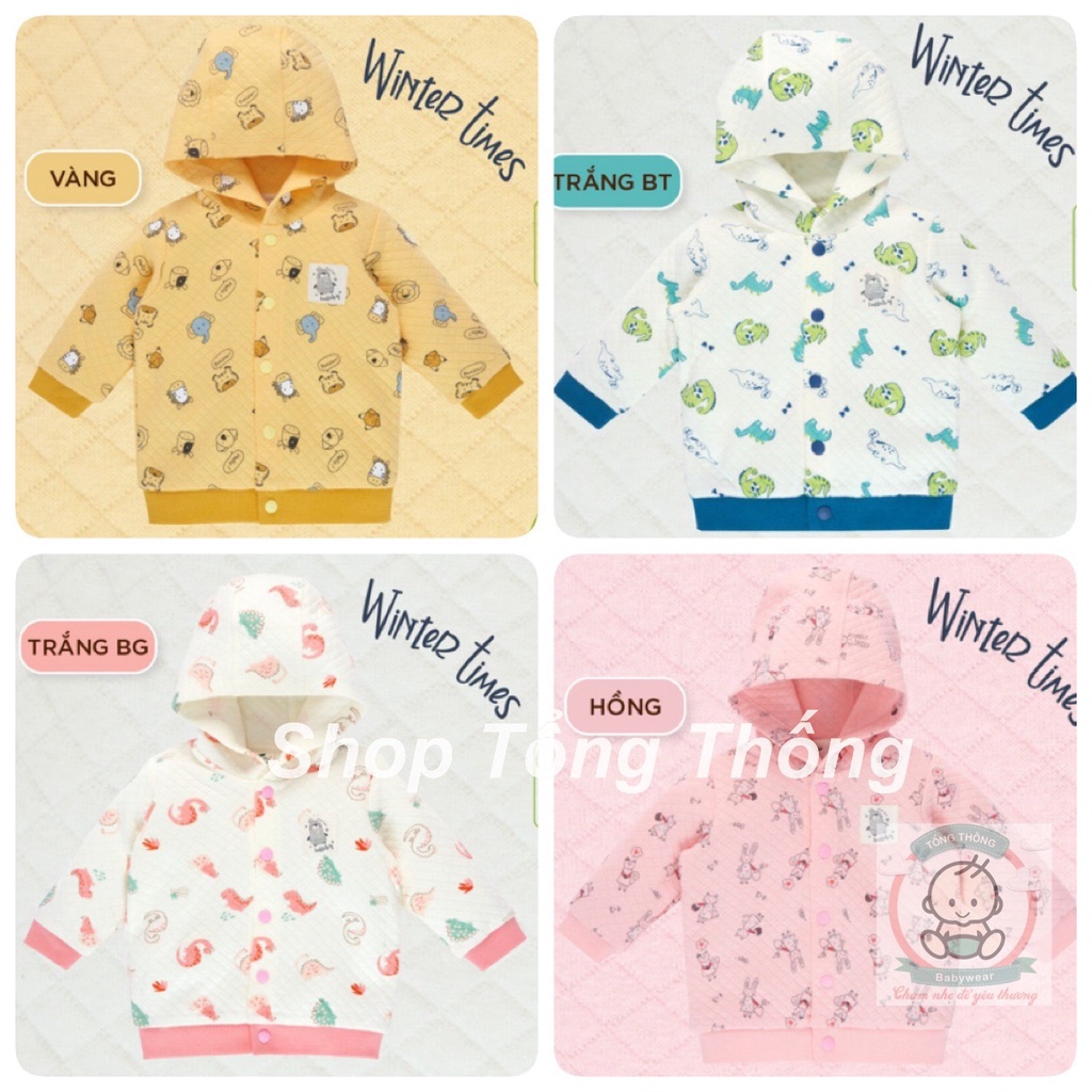 Áo khoác Lullaby Cotton Jacquard nhẹ có mũ cao cấp in khủng long mềm mịn thấm hút tốt cho bé trai bé gái NH711P