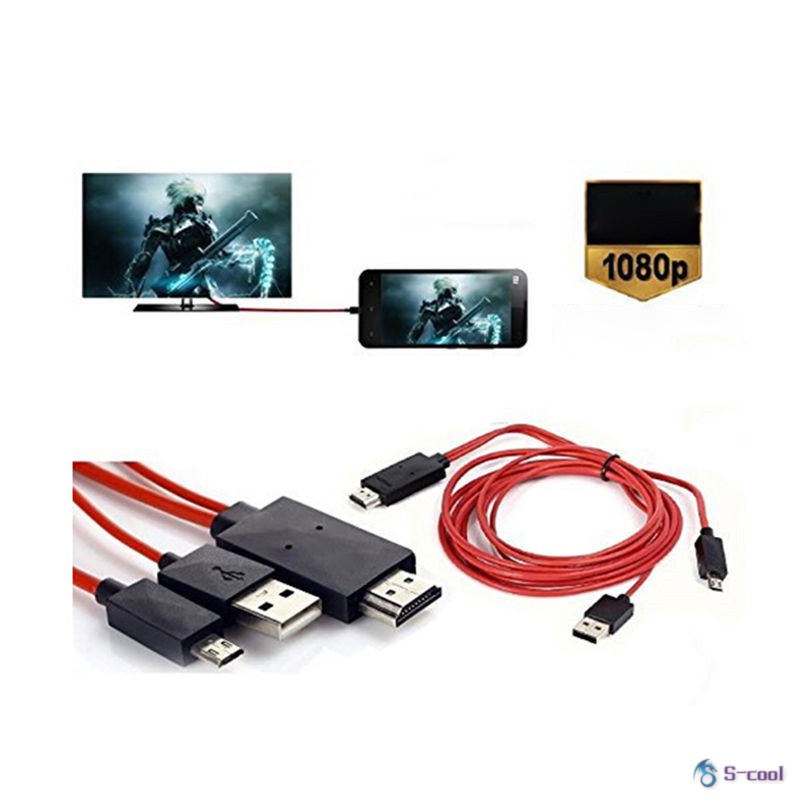 Bộ dây cáp HDMI truyền tín hiệu hình ảnh từ điện thoại Micro USB 11 Pin lên TV HD