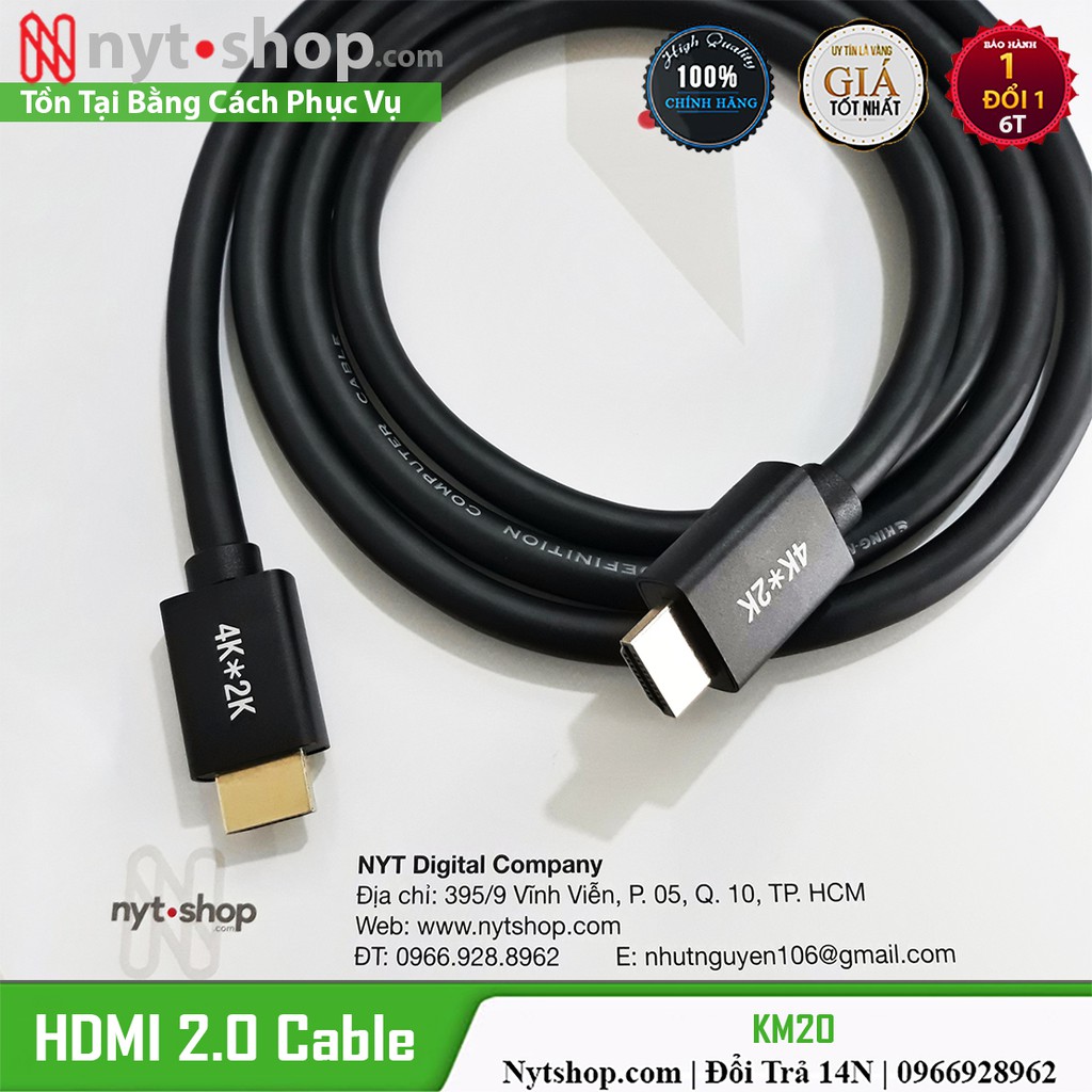 Cáp HDMI 2.0 Kingmaster Chính Hãng- Hỗ Trợ 4K*60Hz HDR - Bảo hành 12 tháng đổi mới