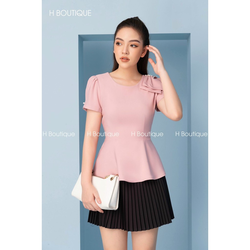 ÁO SƠ MI NỮ CỘC TAY CÔNG SỞ-CHẤT TRƯỢT LỤA HÀN KHÔNG NHĂN KHÔNG NHÀU-VAI LƠ DÁNG PEPLUM XINH XẮN SIZE TỪ 40-60 KG