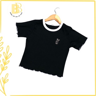 ÁO CROPTOP THÊU THỎ PHỐI CỔ CH002