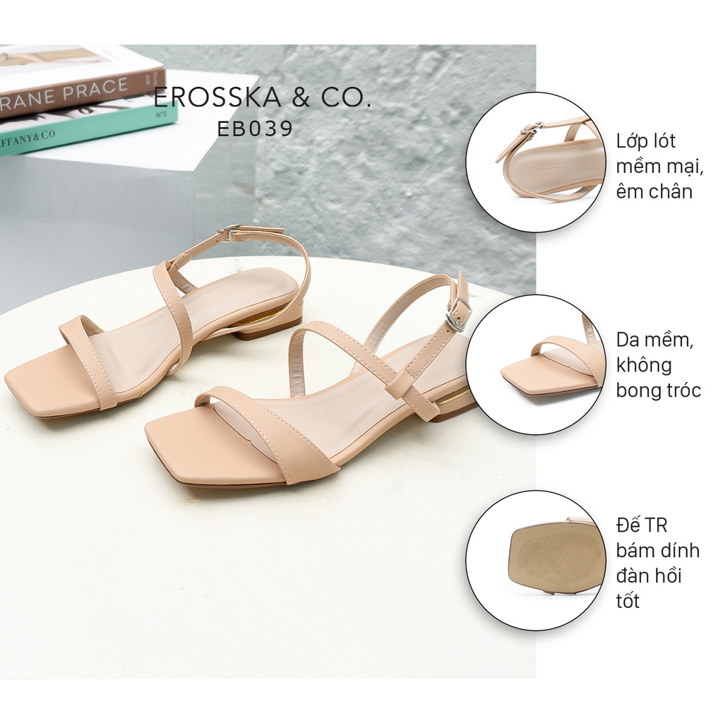 Erosska - Giày sandal cao gót quai mảnh thời trang công sở cao 2,5cm màu nude - EB039