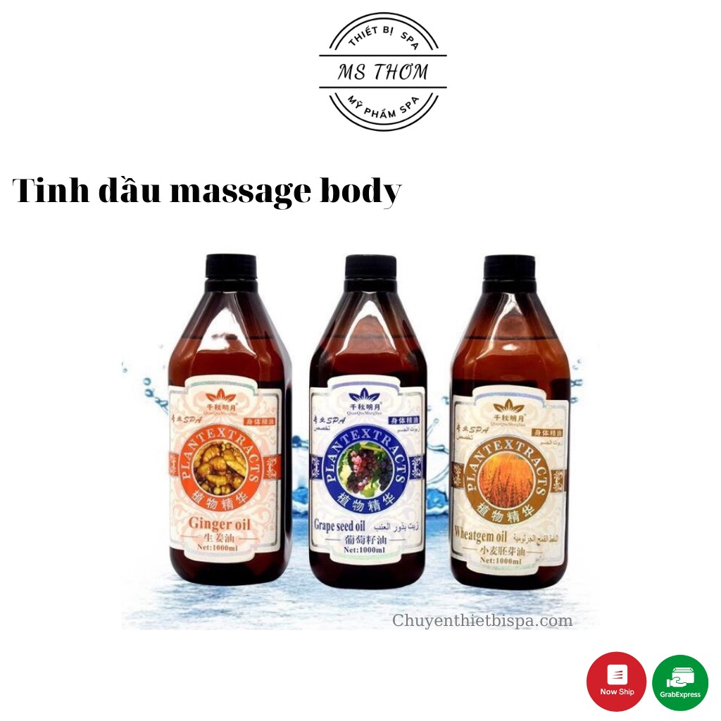 Tinh Dầu Massage Body Tự Nhiên 800ML chuyên dùng trong Spa/Thẩm Mỹ Viện (Chai nâu cao cấp)