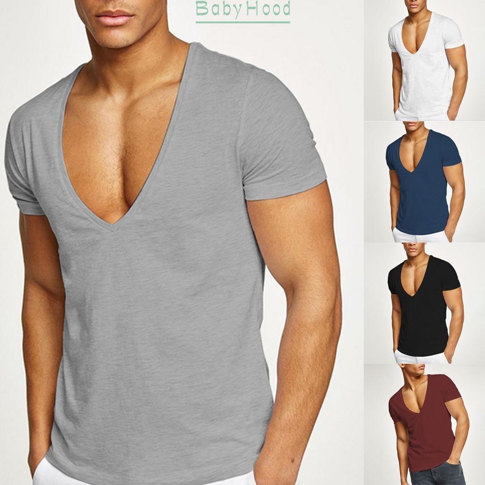 BBHOOD~T-Shirts V-Neck Summer Bodybuilding Breathable Casual Men Short Sleeve