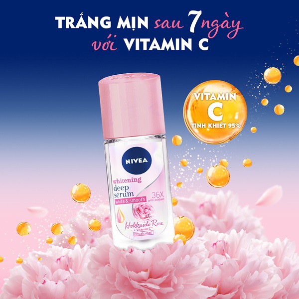 Lăn Ngăn Mùi Nivea Serum Sáng Mịn Hương Hoa Whitening Deep Serum 40ml