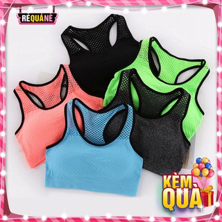 Áo bra tập yoga gym phối lưới thoáng mát - requane