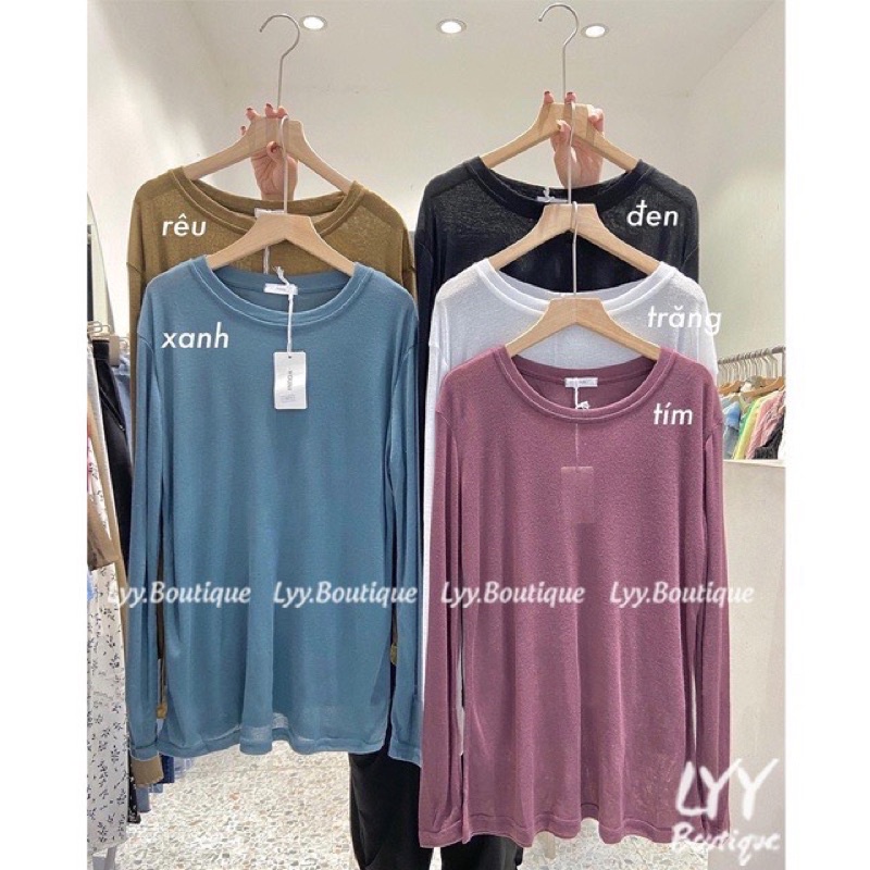 Áo Phông Giấy Form Rộng Tay Dài, Áo Thun Nữ Cổ Tròn Hàng Đẹp