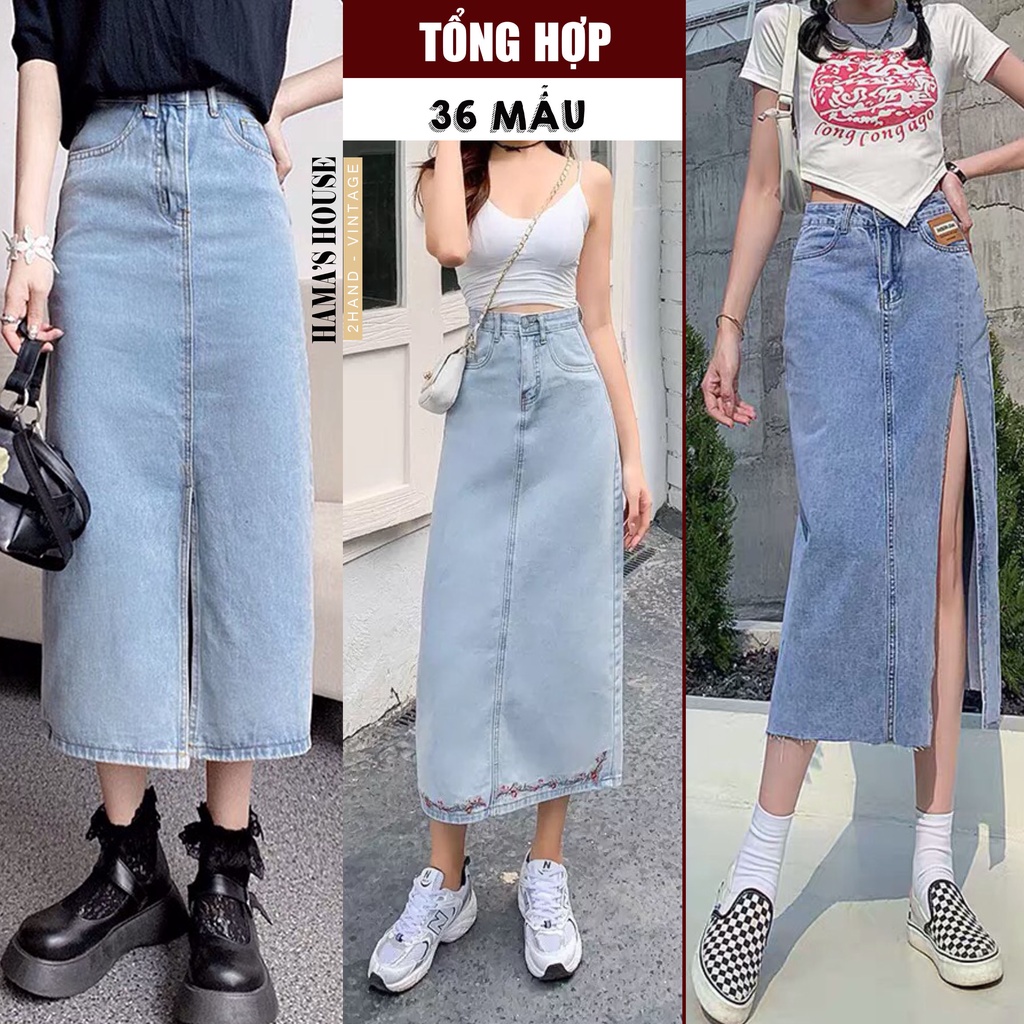 Chân váy jean 2hand ulzzang cao cấp tuyển chọn (có thể chọn mẫu, số đo ở phần mô tả) - Hama's House
