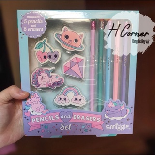 Set bút chì và tẩy Smiggle cho bé gái