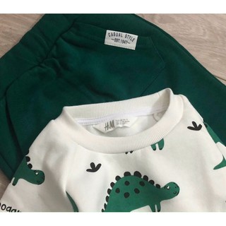 Set bộ nỉ H&M khủng long xanh