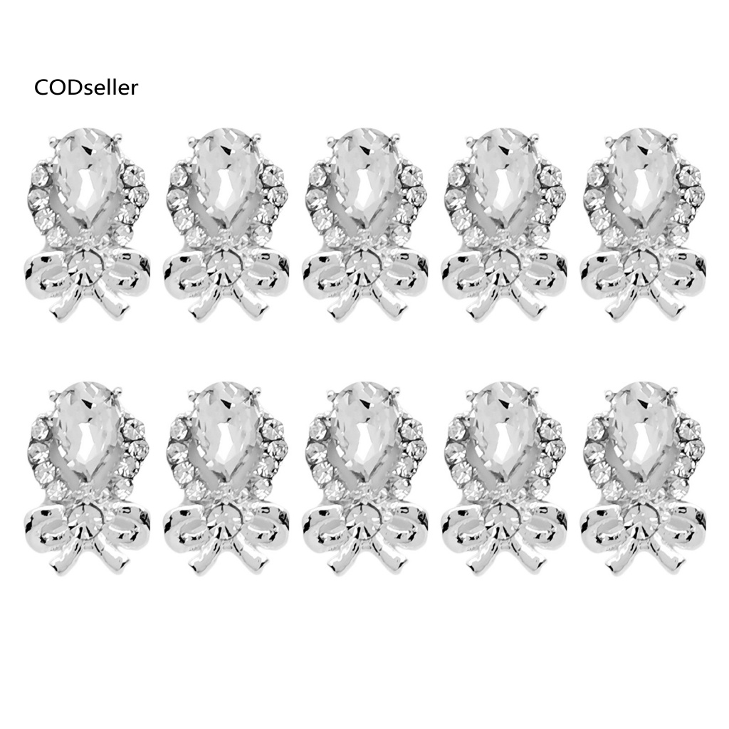 Set 10 Phụ Kiện Trang Trí Móng 3D Bằng Kim Loại Sáng Bóng