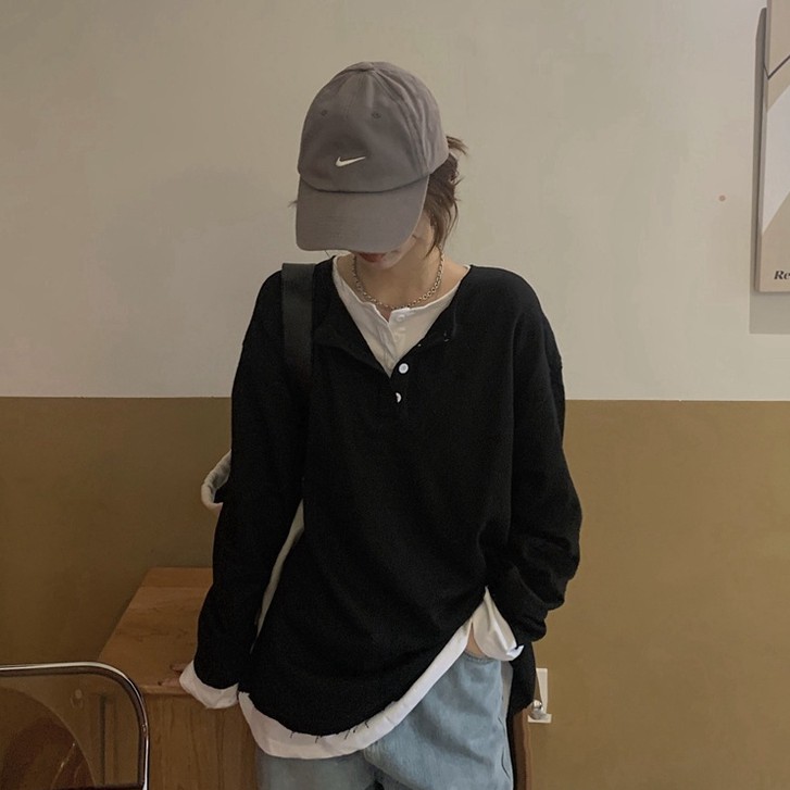 Áo thun dài tay dáng rộng phong cách đơn giản thời trang Hàn Quốc | BigBuy360 - bigbuy360.vn